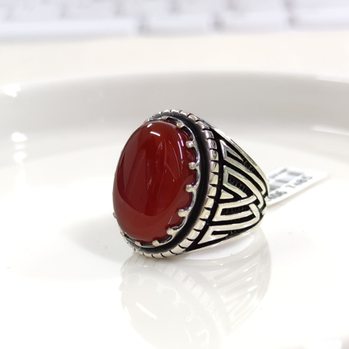 AKİK OVAL GÜMÜŞ ERKEK YÜZÜK