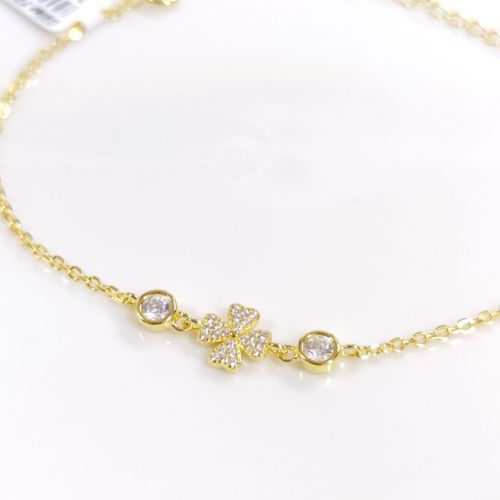 İTHAL TAŞLI YONCA GÜMÜŞ BİLEKLİK 16+3 CM - ALTIN SARI