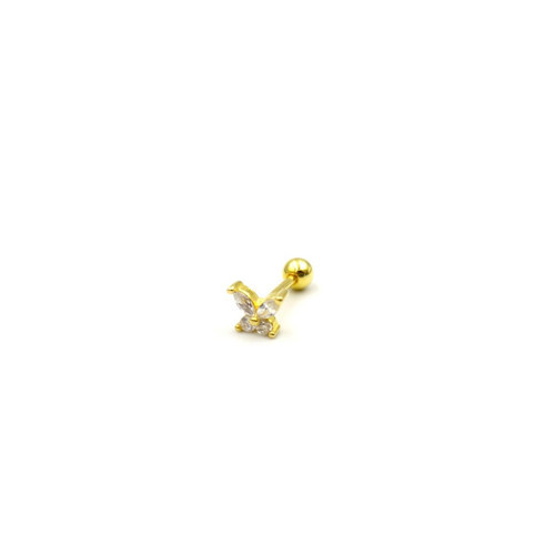 KELEBEK GÜMÜŞ TRAGUS PIERCING - ALTIN SARI