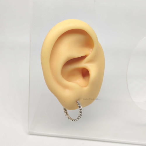 15 MM ZİNCİR DESEN HALKA GÜMÜŞ KÜPE - RODYUM BEYAZ