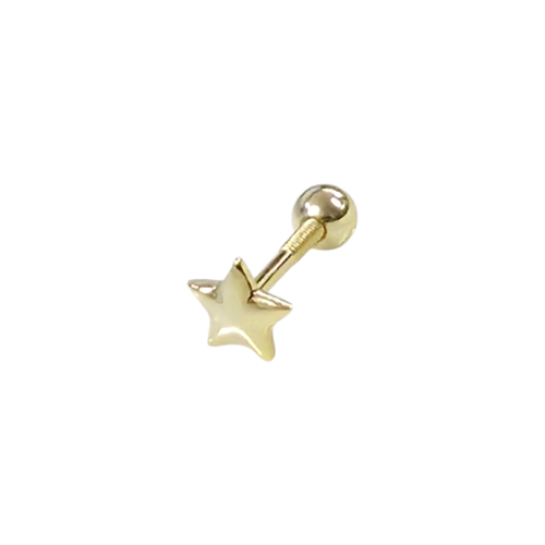 5 MM TAŞSIZ YILDIZ GÜMÜŞ TRAGUS PIERCING - ALTIN SARI