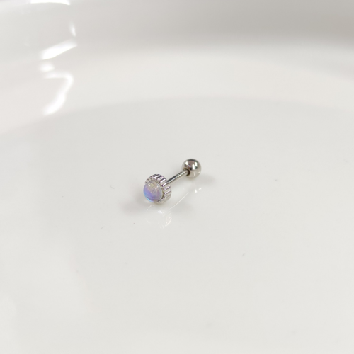 YANAR DÖNER 4 MM TEK TAŞ GÜMÜŞ TRAGUS PIERCING - RODYUM BEYAZ