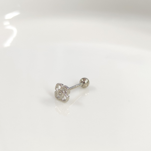 ÇİÇEK GÜMÜŞ TRAGUS PIERCING - RODYUM BEYAZ