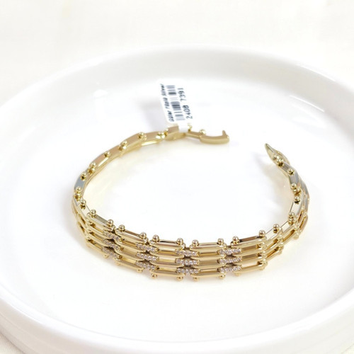 XUPING 10 MM TAŞLI ÇİZGİ BİLEKLİK GOLD 18 CM