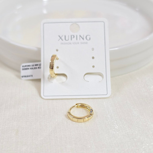 XUPING 10 MM ÇİZGİ DESEN HALKA KÜPE GOLD