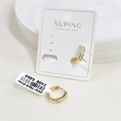 XUPING 10 MM TEK SIRA TAŞLI HALKA KÜPE GOLD