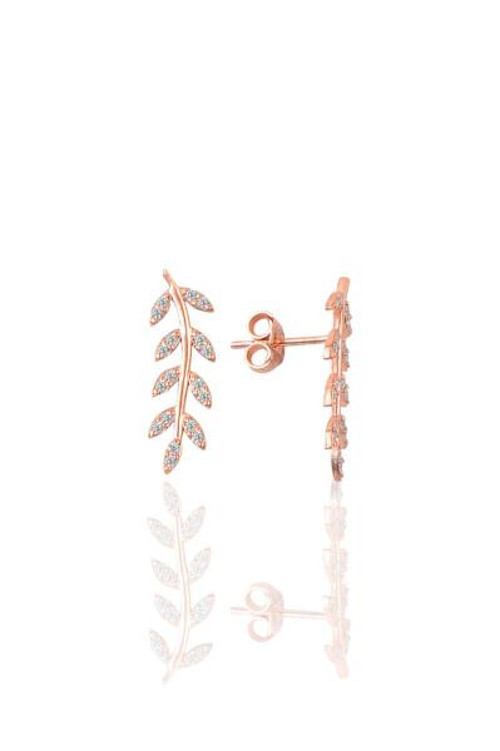 ROSE ZİRKON TAŞLI BAŞAK GÜMÜŞ KÜPE (TEK)
