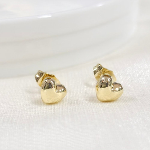 XUPING 8 MM BOMBELİ KALP ÇİVİ KÜPE GOLD