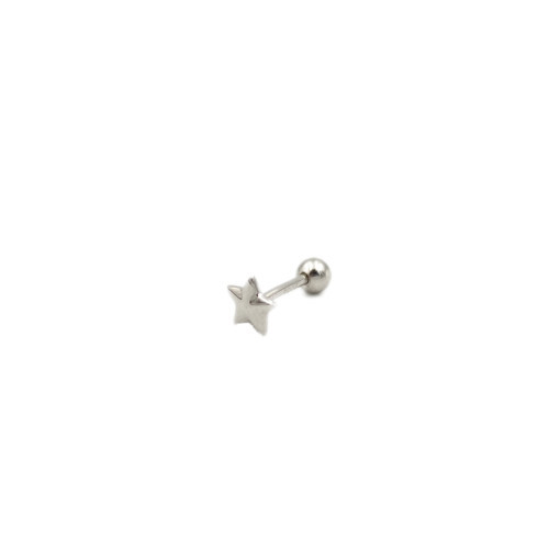 TAŞSIZ YILDIZ GÜMÜŞ TRAGUS PIERCING - RODYUM BEYAZ