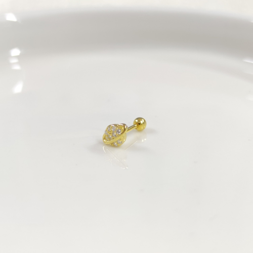 GEZEGEN SATÜRN GÜMÜŞ TRAGUS PIERCING - ALTIN SARI