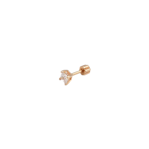 KARE TEK TAŞ GÜMÜŞ TRAGUS PIERCING - ROSE BAKIR