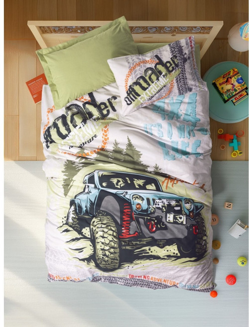 Rf Junior -Adventure Yeşil- Lastikli Çarşaflı Tek Kişilik Nevresim Takımı