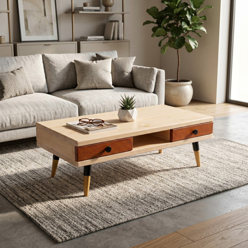 Modest Brew: Masif Orta Sehpa 4 Çekmece 1 Bölme - 120x60 BZ-BK