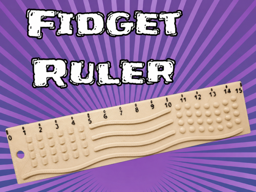 3D Baskı Dokunsal Fidget Cetveli - Kabartmalı Stres ve Odaklanma Oyuncağı - Bej
