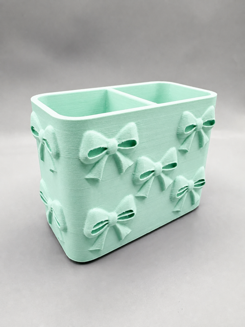 3D Baskı Fiyonk Desenli Bölmeli Kalemlik - Masaüstü Organizer - Mint