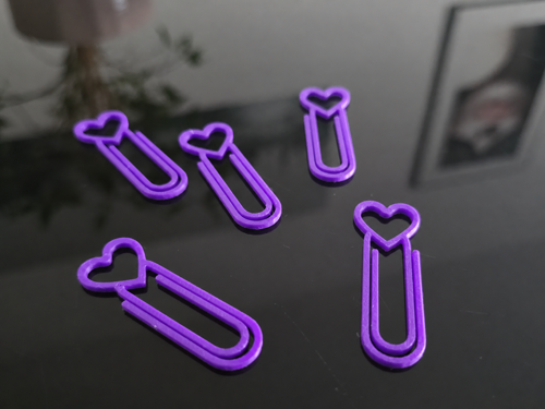 3D Baskı Kalp Figürlü Ataç - 10lu Set - Mor