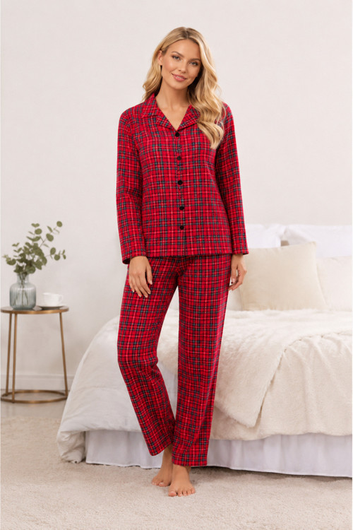 Kadın Ekose Desenli Pijama Takımı