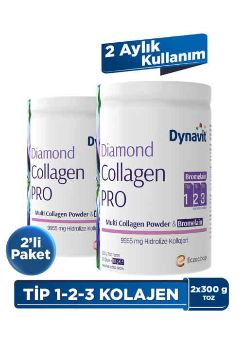 Diamond Multi Collagen&Bromelain (Ananas Ekstresi) 300g Toz x2 - Ödem Atımı&Diyetisyen Önerisi - Hidrolize Pepti