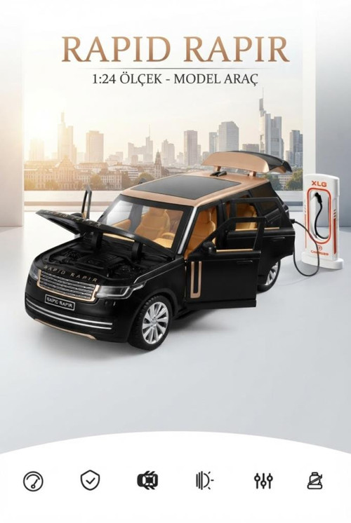 1:24 Ölçek Sesli ve Işıklı 6 Kapı Açılır Şarj İstasyonlu Standlı Range Rover SUV Model Araba