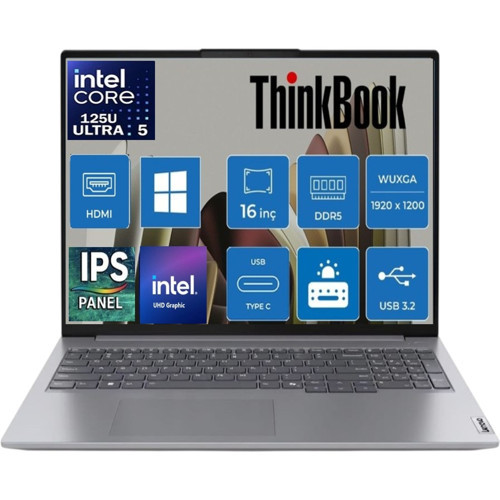 Thinkbook 16 G8 Intel Core Ultra 5 125U 12GB Ddr5 512GB SSD Intel® Graphics 16" Wuxga (1920X1200) IPS 300NITS WINDOWS11