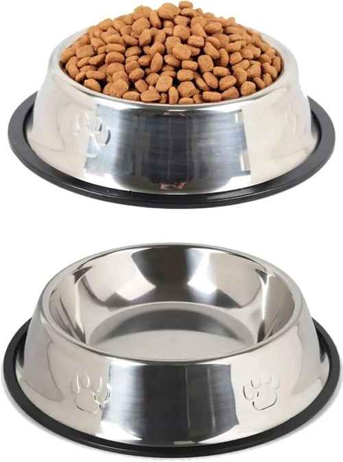 Paslanmaz Çelik Kedi ve Köpek Mama Kabı - Kaymaz Tabanlı, Dayanıklı Besleme Tası (16 Cm)