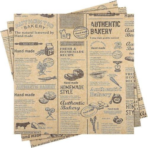 Vintage Gazete Desenli Kağıt, Kendinden Desenli Mutfak Sunum Kağıdı, Yemek Sunumları İçin İdeal 50 Adet
