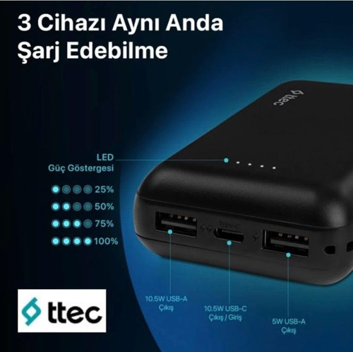 ReCharger 10.000 mAh Taşınabilir Hızlı Şarj Aleti,Powerbank
