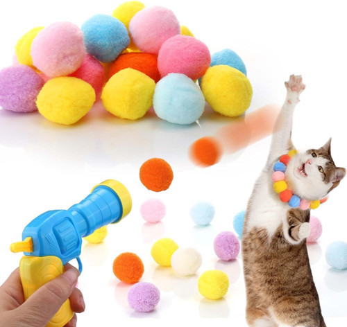 İnteraktif Kedi Oyun Tabancası - Peluş Toplarla Eğlenceli Oyun Zamanı, Ekstra Peluş Toplar