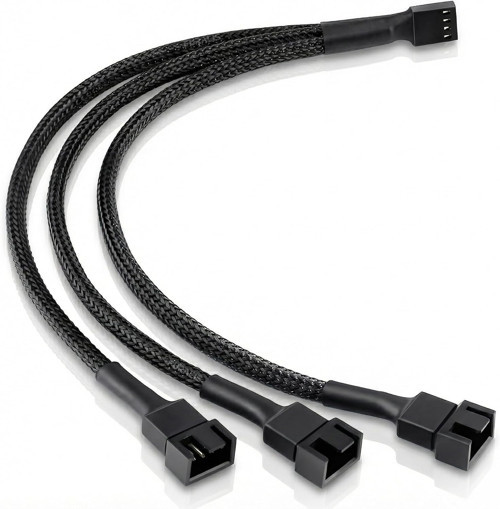 4 Pin Fan Çoklayıcı Y Kablo - 1’den 3’e Splitter - 1x 4-Pin + 2x 3-Pin Çıkış - 4 Pin PWM / 3 Pin DC Uyumlu - 26 cm