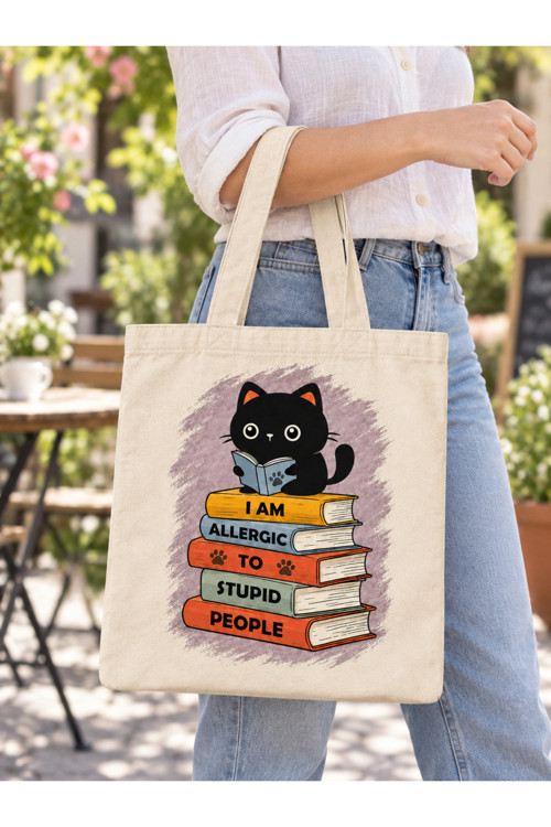 Kitap Severlere Özel Kitap Temalı Hediye Çanta, Ham Bez Çanta,Süblimasyon Baskı, Omuz Çantası, Alışveriş Çantası