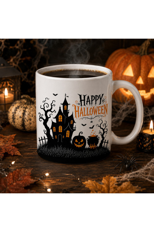 Halloween, Cadılar Bayramı Temalı, Çift Taraflı Süblimasyon Baskı Kupa, Hediyelik Kupa, Kahve Kupası