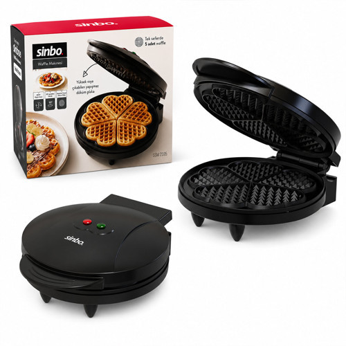 DÖKÜM BELÇİKA WAFFLE MAKİNESİ ELEKTRİKLİ 5 WAFFLE YAPIŞMAZ YÜZEY 850W SSM-2595