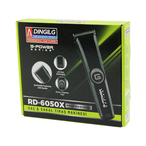 SAÇ SAKAL KESME - TRAŞ MAKİNESİ FİŞ ŞARJLI=LED GÖSTERGE AYARLI BIÇAK=0.1-05MM RD-6050X G-POWERG-PLUS