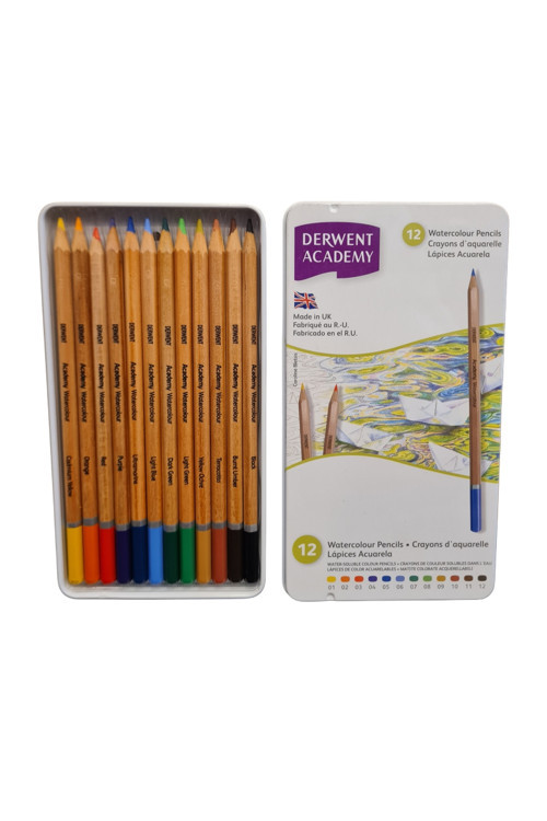 Academy Profesyonel 12 Li Sulandırılabilir Kuru Boya Seti ( 12' Watercolour Pencils )