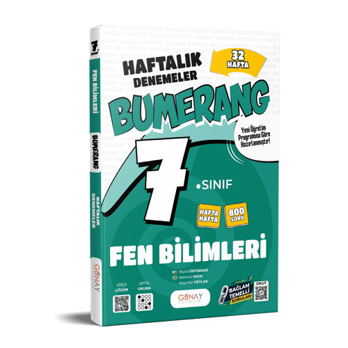 7. Sınıf Bumerang Haftalık Fen Bilimleri Denemeleri Günay Yayınları