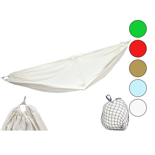 GABARDİN DOKUMA RENKLİ PAMUK KUMAŞ KAMP HAMAK 135X260CM200KG.TAŞIMA6MT İPFİLE ÇANTALI