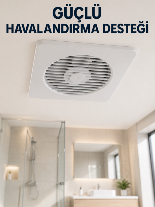 Dekoratif Banyo Mutfak Aspiratörü 150 Mm 20,8 X 20,8 Cm 20 W Havalandırma Fanı