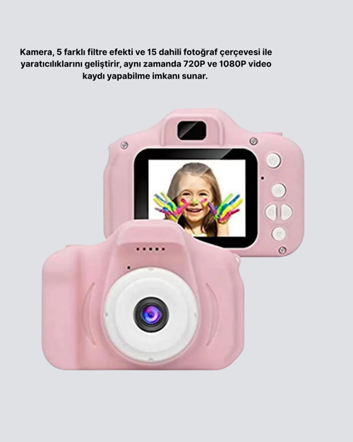 8 Megapiksel Çocuk Kamerası Ekranlı Darbeye Dayanıklı Şarjlı