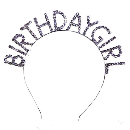 Kristal Taşlı Gümüş Renk Birthday Girl Tacı