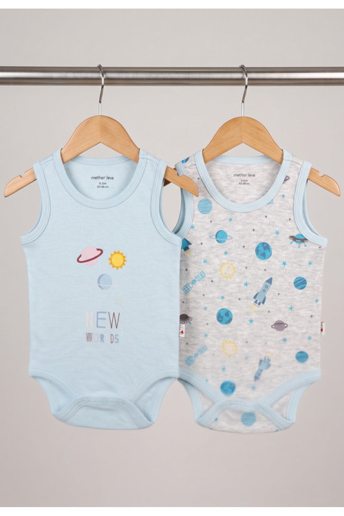 %100 Organik Pamuk 2'Li Atlet Body 0-36 Ay