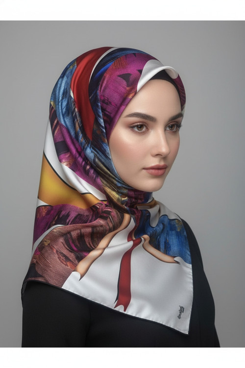 Çiçek Desenli Twill Eşarp Desen 2 Renk 3