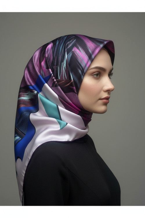 Çiçek Desenli Twill Eşarp Desen 2 Renk 5