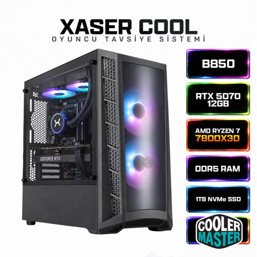 Cool X280 Ryzen 7 7800X3D 32GB DDR5 Ram 1TB M.2 NVMe SSD 12GB RTX5070 Sıvı Soğutmalı Oyuncu Bilgisayarı