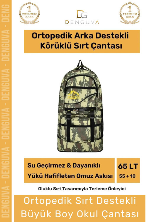 Ortopedik Su Geçirmez Konfor Modeli Fermuarlı Büyük Boy Çok Gözlü Bölmeli Kamp Outdoor Sırt Çantası