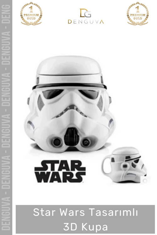 Premium Özel Tasarım Hediye Kutulu Star Wars Şekilli Seramik Kupa 14 x 15 cm 3D Bardak