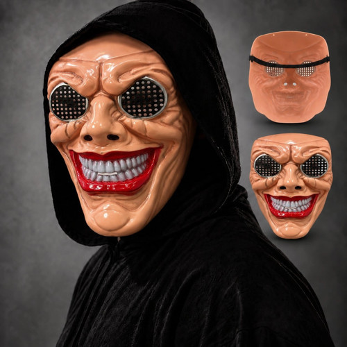 Kırmızı Ağız ve Beyaz Diş Detaylı File Gözlü Maske (5047)