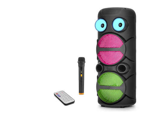 Bluetooth Hoparlör Fm Radyo 2X8 Inç Usb Tf Aux Rgb Mikrofonlu Kumandalı - Siyah JBR8809