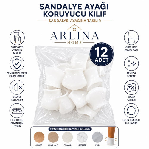 12 Adet Masa Ve Sandalye Ayak Koruyucu Çizdirmez Beyaz Kaydırmaz Silikon