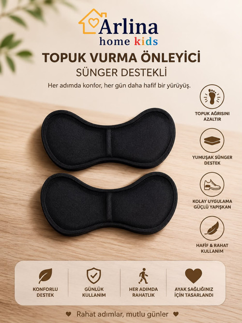 Topuk Vurma Önleyici Sünger Destekli Siyah