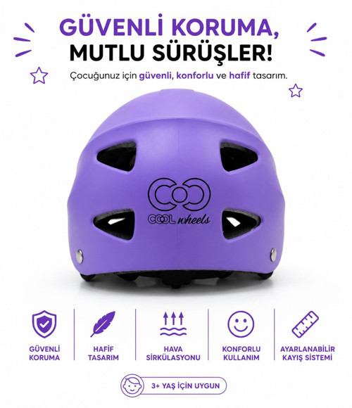 Bisiklet Kaykay Paten Lila Çocuk Kaskı